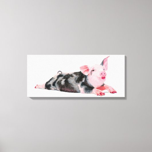Ruby, Varken met lippenstift print op doek (Voorkant)
