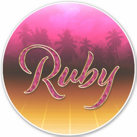 Ruby Vorname Name golden pink Aufkleber Sticker (Voorkant)