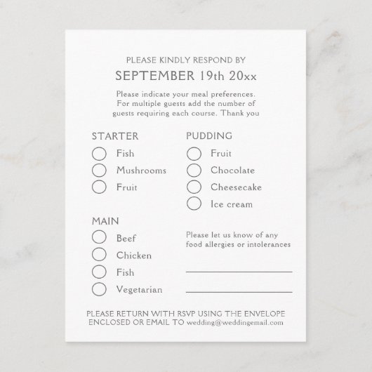 Ruby Weddenschap Jubileum hartmaaltijd keuze Informatiekaartje (Achterkant)