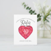 Ruby Weddenschap Jubileum hartmaaltijd keuze Informatiekaartje (Staand voorkant)