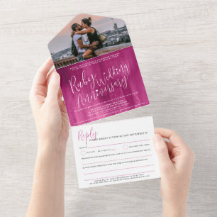 Ruby Wedding 40th photomusic request optie RSVP All In One Uitnodiging