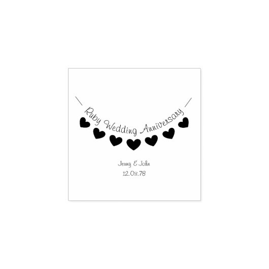 Ruby Wedding Jubileum envelop uitnodigingsstempel Rubberstempel (Afrduk)