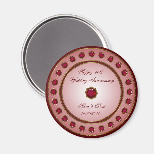 Ruby Wedding Jubileum Magnet Magneet (Voorkant / Achterkant)