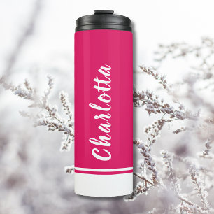 Ruby White Elegant Minimaal GEPERSONALISEERD Thermosbeker