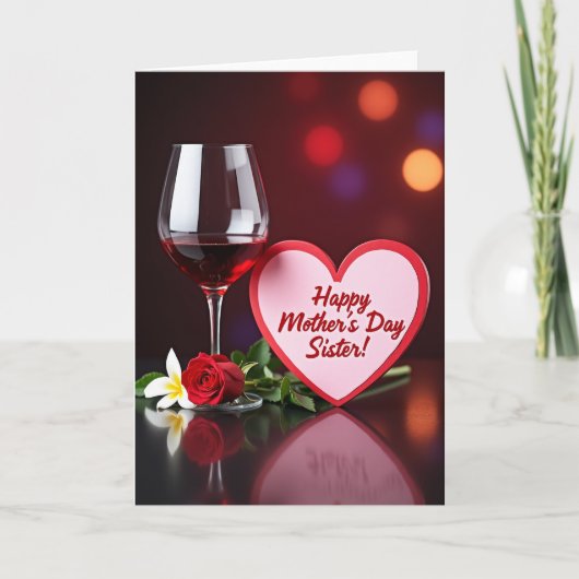 Ruby Wine Gelukkige Moederdag Kaart (Voorkant)