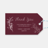 Ruby Wine Simple Boho Floral Bedankt Favor Cadeaulabel (Voorkant (Horizontaal))