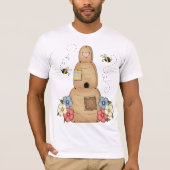 Ruche Avec Abeilles Et Fleurs Mens T-Shirt (Devant)