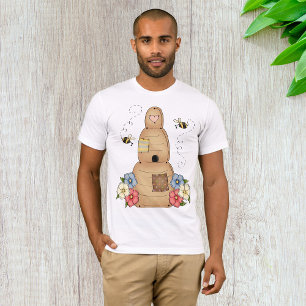 Ruche Avec Abeilles Et Fleurs Mens T-Shirt