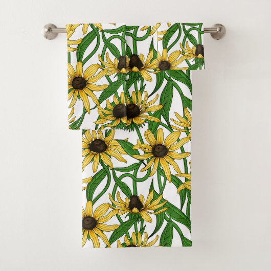 Rudbekia jaune sur blanc (En situation)