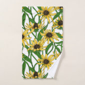 Rudbekia jaune sur blanc (Serviette à main)