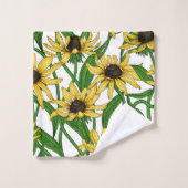 Rudbekia jaune sur blanc (Gant de toilette)