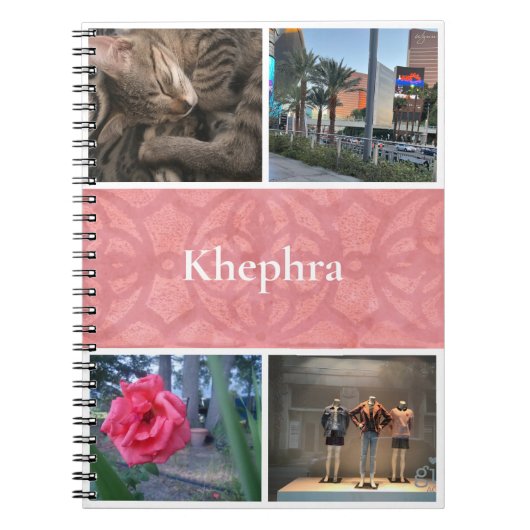 Ruddy Pink Batik Collage and Name Notitieboek (Voorkant)