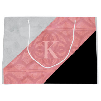 Ruddy Pink Batik en Grey Waterverf Letter Groot Cadeauzakje