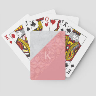 Ruddy Pink Batik en Grey Waterverf Letter Pokerkaarten