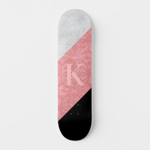 Ruddy Pink Batik en Grey Waterverf Letter Skateboard