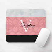 Ruddy Pink Batik en Grijze Waterverf monogrammen Muismat (Met muis)