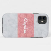 Ruddy Pink Batik Grey Waterverf Naam Case-Mate iPhone Case (Achterkant (horizontaal))
