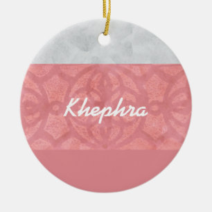 Ruddy Pink Batik Grey Waterverf Naam Keramisch Ornament