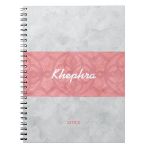 Ruddy Pink Batik Grey Waterverf Name and Year Notitieboek