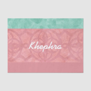 Ruddy roze batik en Blue Waterverf Name Tissuepapier