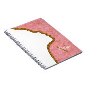 Ruddy roze en Gold Glitter Face Monogram Naam Notitieboek (Rechterzijde)