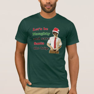 Rude 70's Mustache Santa Man T-shirt