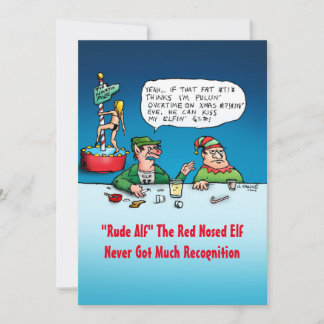 Rude Alf Funny Elf Flat Christmas Kaart