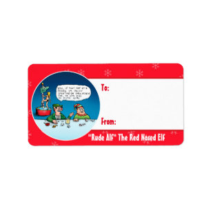 Rude Alf l'elfe rouge Nosed Étiquettes Cadeaux per