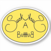 Rude drôle sticker jaune sucer un cul (Devant)