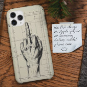 Rude Sketch Blueprint Middelvinger Hand Case-Mate iPhone Case