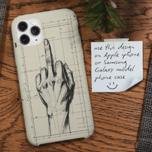 Rude Sketch Blueprint Middelvinger Hand iPhone 13 Hoesje