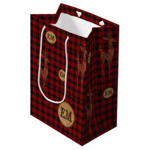Rudimentaire hertenmonogram met Buffalo-raster in Medium Cadeauzakje