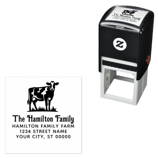 Rudimentaire melkkoe #1 naam retouradres zelfinktende stempel (In situ)