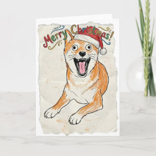 Rudimentaire Vintage Schets Shiba Inu Kersthond Ku Kaart