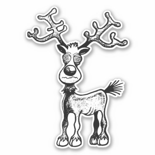 Rudolf het gestreste rendier sticker (Voorkant)
