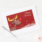 Rudolf-kerstgroet Rechthoekige Sticker (Envelop)