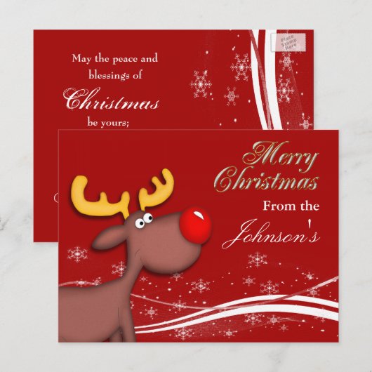 Rudolf-kerstWenskaart Feestdagenkaart (Voorkant / Achterkant)