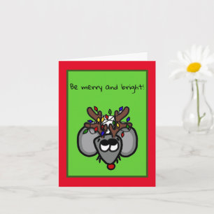 Rudolf la carte de Noël à noeud rouge pour la sour