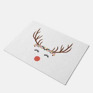 Rudolf met bloemkroon deurmat