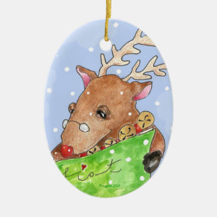 rudolf met de lijst keramisch ornament