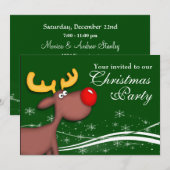 Rudolf Reindeer Company Kerstparty Kaart (Voorkant / Achterkant)