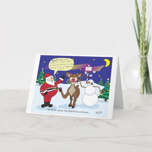 Rudolf's neus kerstgroet feestdagen kaart (Voorkant)