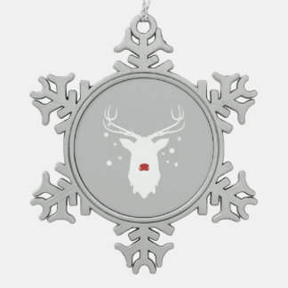 Rudolph blanc avec ornements sur flocon de neige e