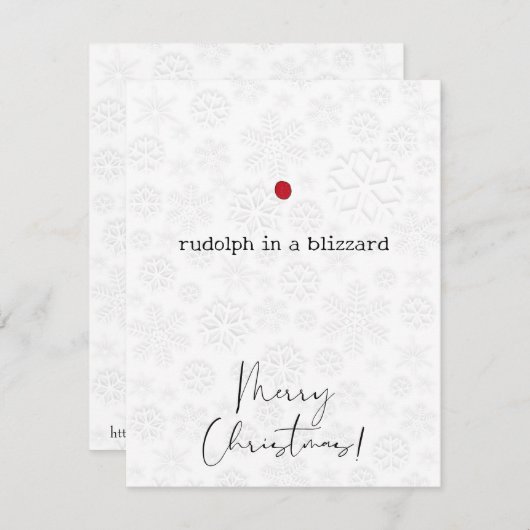 Rudolph dans une carte de Noël Joyeuse à Blizzard (Devant / Derrière)