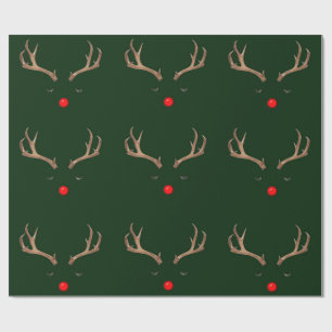 Rudolph Dark Green Wrapping Paper Cadeaupapier