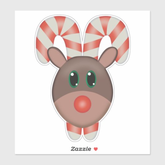 Rudolph de Red-Nosed Reindeer Candy Cane Sticker (Vel)