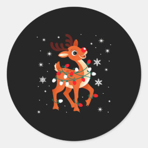 Rudolph De Rode Neus Rendier Voor Kinderen En Kers Ronde Sticker