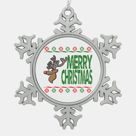 Rudolph Deer Merry Kerstmis Ugly Sweater Ornament (Voorkant)