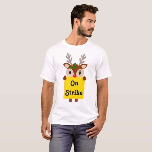 Rudolph en grève T-shirt Noël (Devant entier)