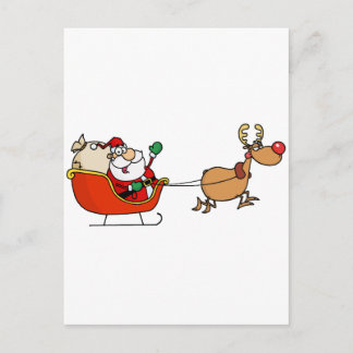 Rudolph Flying Kris Kringle in zijn slee Briefkaart